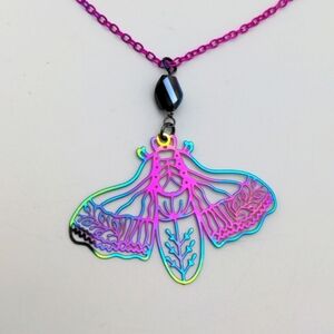 Chromatic Cicada Pendant on Rainbow Chain